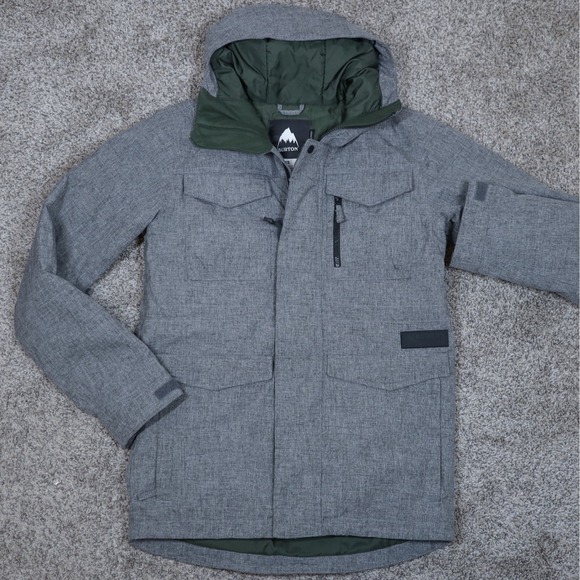Burton MB Covert Jacket Men's XS Grey Textured Shell Hooded Snowboard Coat - Picture 9 of 16